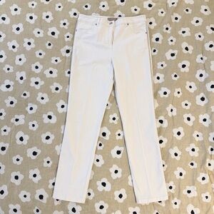 Georges Rech Paris White Slim Leg Pants Silver Metallic Trim Size 40 FR (US 8)